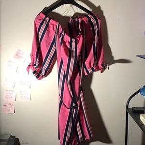 Off the shoulder mid-arm length Dress w/ Belt